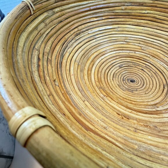 Vintage MCM Gabrielle Crespi Style Pencil Reed Rattan Bamboo Bowl Round 14" diam - Picture 3 of 5